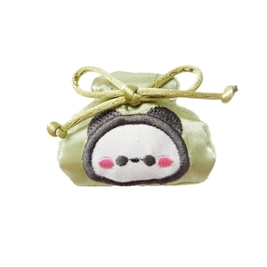 Joli sac de chance en soie verte avec broderie panda pour décoration DIY de sacs