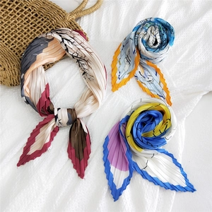 Sciarpa Quadrata Pieghettata Moda Stampata Bandana Simil Raso Fascia Decorativa Accessorio Per Borsa Donne