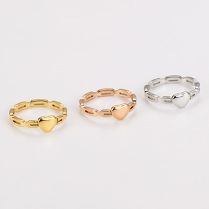 Hollow geometric heart rings in gold, silver and rose gold stainless steel finishes