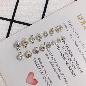 Gold and silver rhinestone pendants for DIY jewelry making with single and double loops