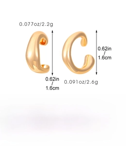 Especificaciones de earcuffs de lava dorados con 1,6 cm de altura y peso de 4,8 g