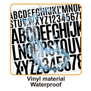 Waterproof black vinyl letter stickers with bold alphabet and number designs