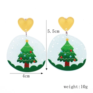 Détail des boucles d'oreilles sapin de Noël en acrylique, taille 5.5x4cm et poids 10g