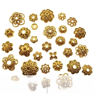 Détails de calottes de perles et d'intercalaires fleur en alliage doré pour bijoux DIY