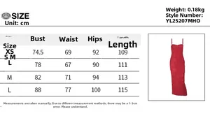 Detailed size chart for backless ruched bodycon camisole dress with measurements table