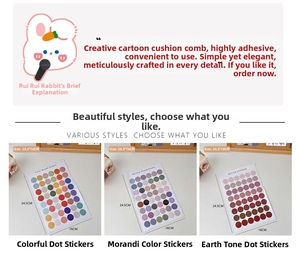 Detailed view of Morandi and earthy round dot stickers for planner decoration and marking