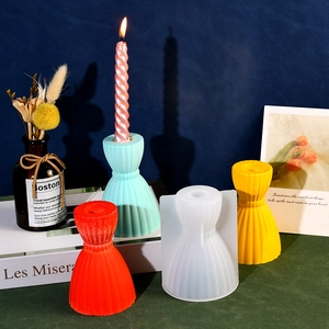 Striped hourglass silicone candle holder mold for DIY resin and plaster craft bases