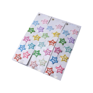 Lot de 30 barrettes en forme d'étoile aux couleurs bonbon pastel sur cartes blanches
