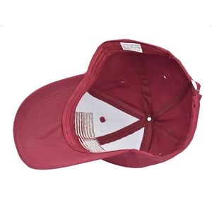 Detail view of cotton baseball cap interior showing lining and quality metal buckle
