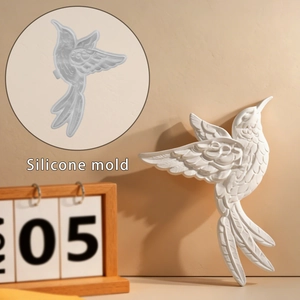 Moule En Silicone De Colibri Relief 3D En Forme D'oiseau Pour Décoration Murale DIY Plâtre Résine Artisanat