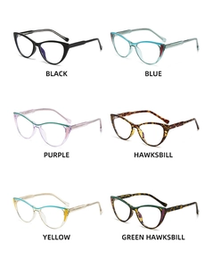 Cat eye blue light glasses collection in six stylish vintage colors with PC frames