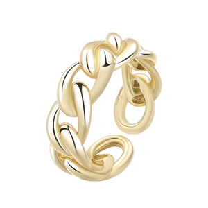 Minimalist multi-layer 925 sterling silver golden twisted chain open ring for women