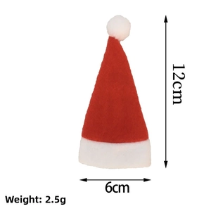 Detailed view of 12x6cm mini Christmas hat accessory with white pompom and size dimensions