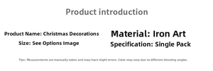 Technical specifications for iron Christmas ornament with pine cones and red berries