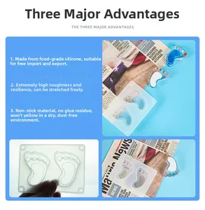 Detailed view of high-toughness food grade baby feet silicone mold for DIY resin pendants