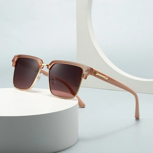 Retro Square Semi Rimless Sunglasses UV400 Protection PC Frame Metal Arrow Decoration Fashion Eyewear For Men Women