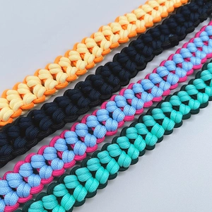 Handwoven colorful shoulder straps for bags in gradient orange, blue, and black rope designs