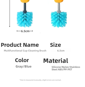 Detail view of 6.5cm multi-functional cup brush head with silicone and nylon bristles