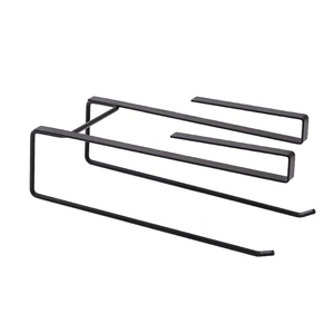 Black metal under-cabinet paper towel holder and kitchen roll storage rack for cupboards