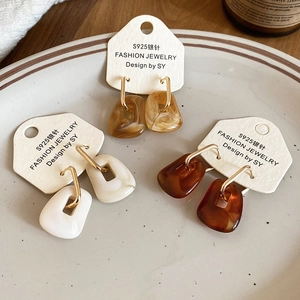 Three pairs of vintage acrylic square earrings with hypoallergenic S925 silver needles