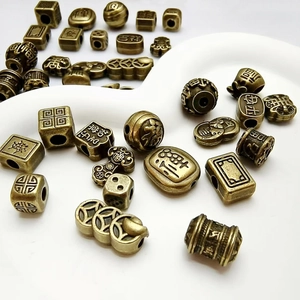 Ethnic antique bronze spacer beads for DIY jewelry making with Chinese characters