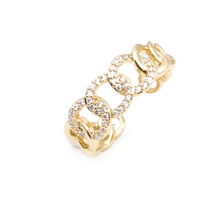 Goldener Gliederkettenring für Damen mit Mikropavé-Zirkonia und offenem Design