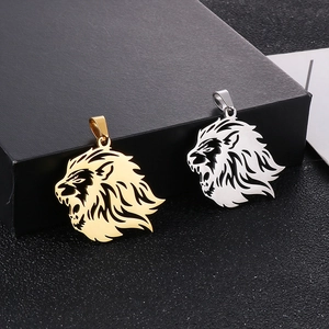 Löwenkopf Anhänger Halskette Hohl Edelstahl Hip Hop Punk Schmuck Für Damen Herren