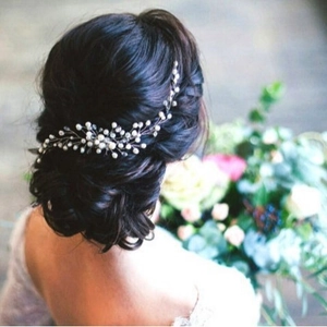Handgemachter Braut Haarkamm Mit Weißen Künstliche Perlen Und Kristallen Silberdraht Blumenast Für Hochzeit Party Elegant