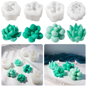 Succulent Silicone Mold White Flexible 3D Plant Shape For DIY Aromatherapy Candle Soap Plaster Cake Decorating Crafting