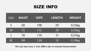 Detailed size chart for sexy pleated mini skirt showing waist and hip measurements