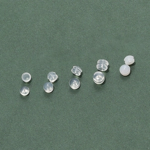 Clear silicone bullet-shaped and hemispherical earring backings in a 10-piece set