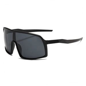 Mens and womens black oversized sports cycling sunglasses with anti-wind protection frames