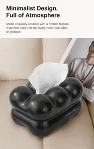 Détail de la boîte à mouchoirs créative en céramique noire en forme de nuage