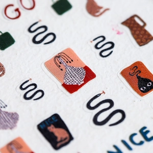 5D graffiti nail art stickers featuring creative snake and cat illustrations with adhesive
