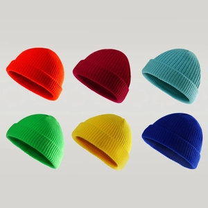 Solid Color Knitted Beanie Hat Warm Acrylic Ribbed Skullcap For Winter Outdoor Casual Daily Wear Unisex
