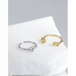 Minimalist S925 sterling silver knot rings in gold and silver finish with open design