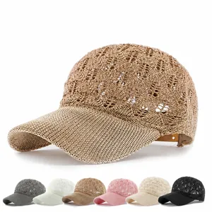 Breathable knit mesh baseball cap for women with hollow-out design in six various colors