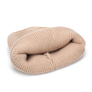 Khaki rib-knit beanie hat for women featuring a cozy winter butterfly jacquard design