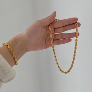 Unisex Stainless Steel Twist Rope Chain Bracelet Minimalist Electroplated Gold Silver Rose Gold Fashion Jewelry Hand Chain
