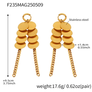 Spécifications de taille pour boucles d'oreilles pampilles en acier doré 18 carats