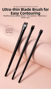 Detailed set of ultra-thin angled makeup brushes A-101 A-102 A-103 for eyeliner and brows
