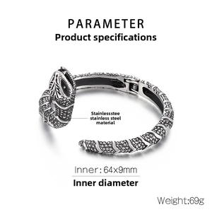 Macro shot of stainless steel snake bracelet with realistic scale textures and dimensions