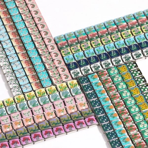 Italian charm links in stainless steel with multi-color floral and heart prints