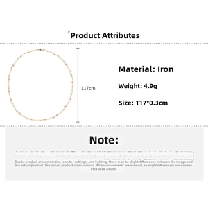 Detail specifications of 117cm rose gold beaded iron chain necklace weighing 4.9g