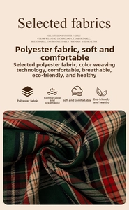 Detailed macro view of red and green plaid polyester fabric showing soft woven texture