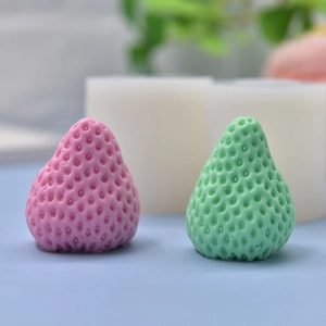 Moule en silicone fraise 3D pour bougies DIY, savon artisanal et décoration de gâteaux