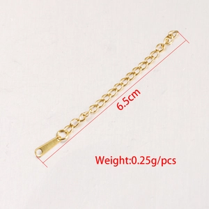 Golden 6.5cm stainless steel extender chain with drop tag for jewelry DIY