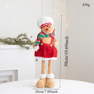 Poupée pain d'épice en tricot de 50 cm en robe rouge avec spécifications de taille