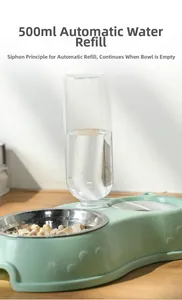 Distributeur d'eau automatique 500ml avec bol en inox et système de recharge siphon