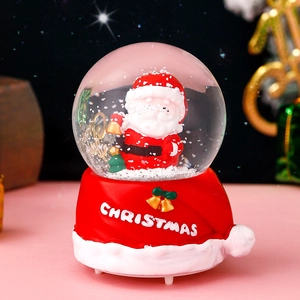 Luminous Santa Claus crystal ball with red hat base and sparkling starry light effect